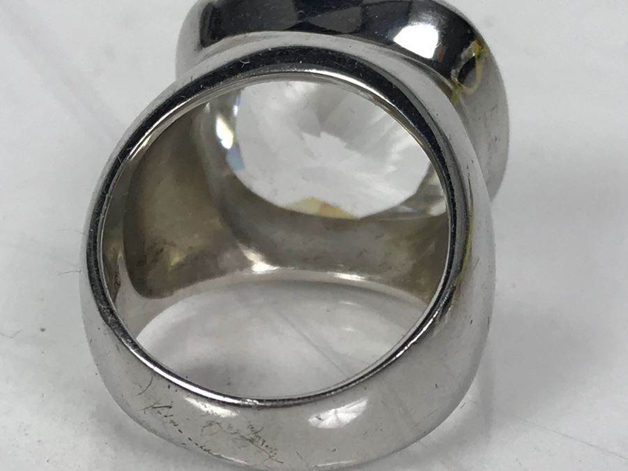 Pair Of Sterling Silver Rings 28.1g Both Sized 8 1/2 [Photo 11]
