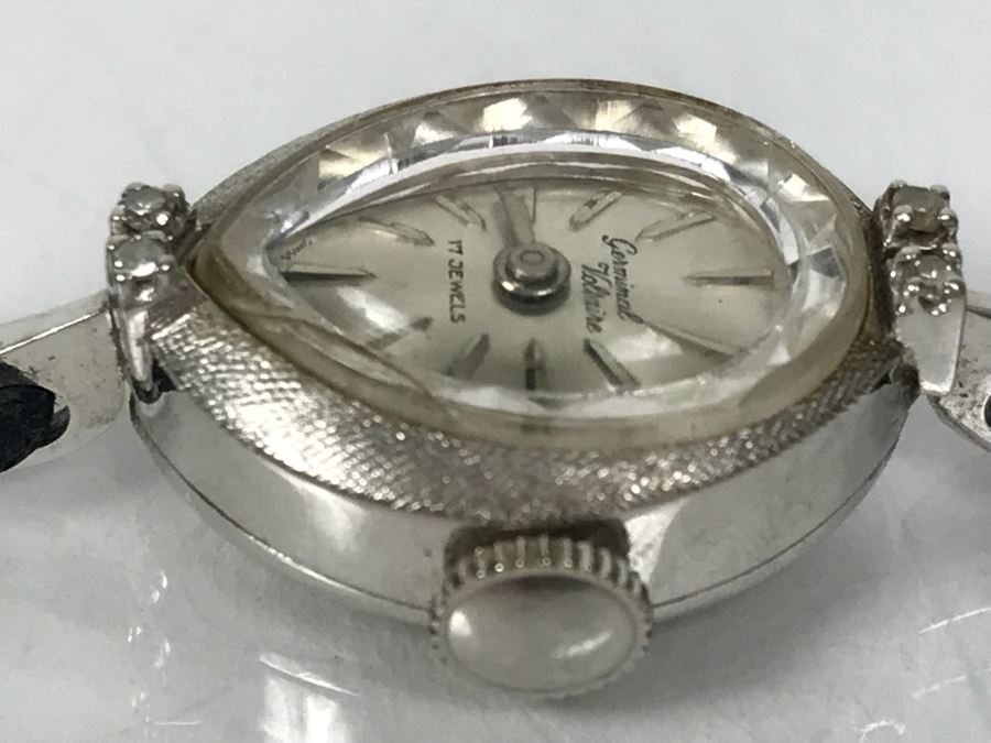 14k White Gold Vintage Germinal Voltaire Ladies Watch Working 8g [Photo 6]