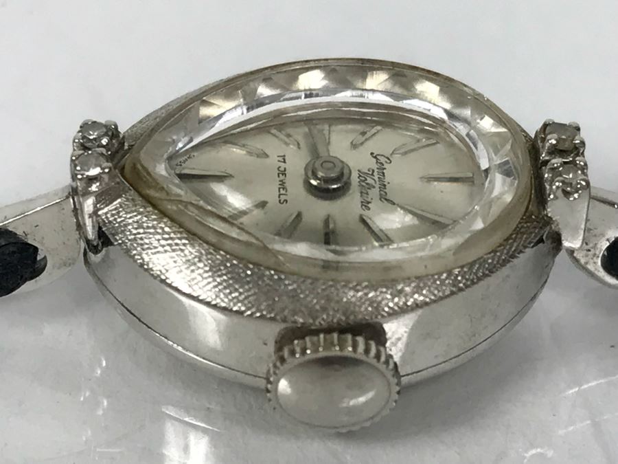 14k White Gold Vintage Germinal Voltaire Ladies Watch Working 8g [Photo 7]