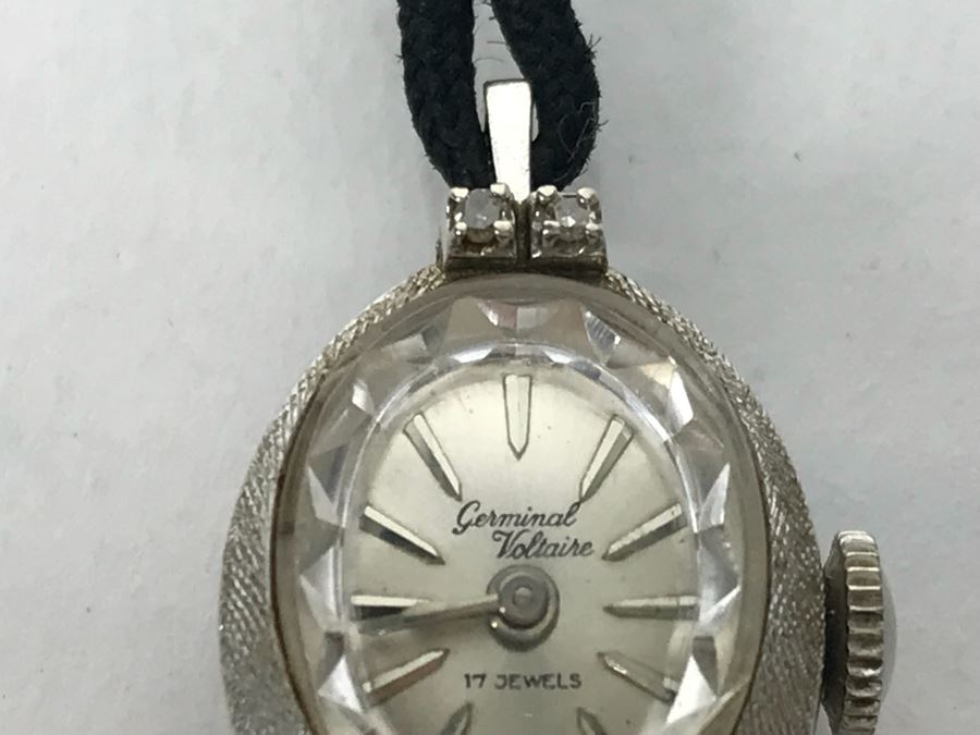 14k White Gold Vintage Germinal Voltaire Ladies Watch Working 8g [Photo 5]