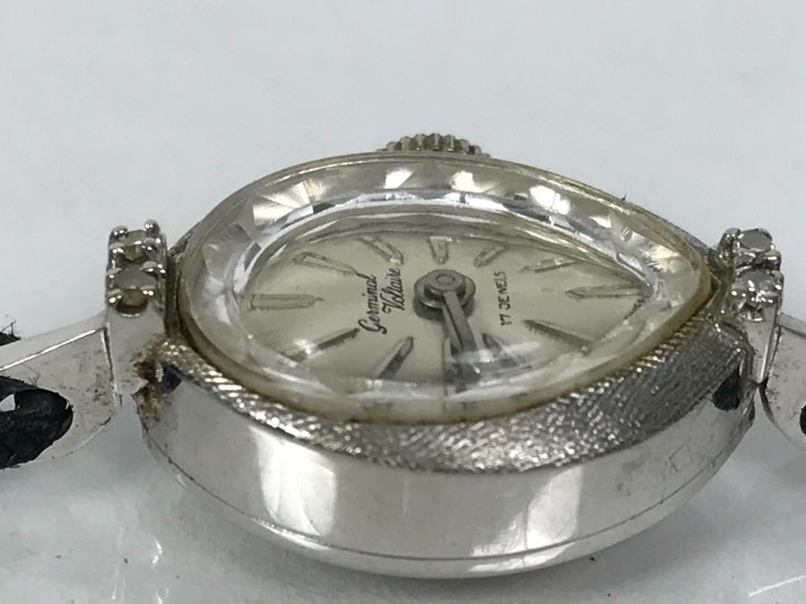 14k White Gold Vintage Germinal Voltaire Ladies Watch Working 8g [Photo 8]