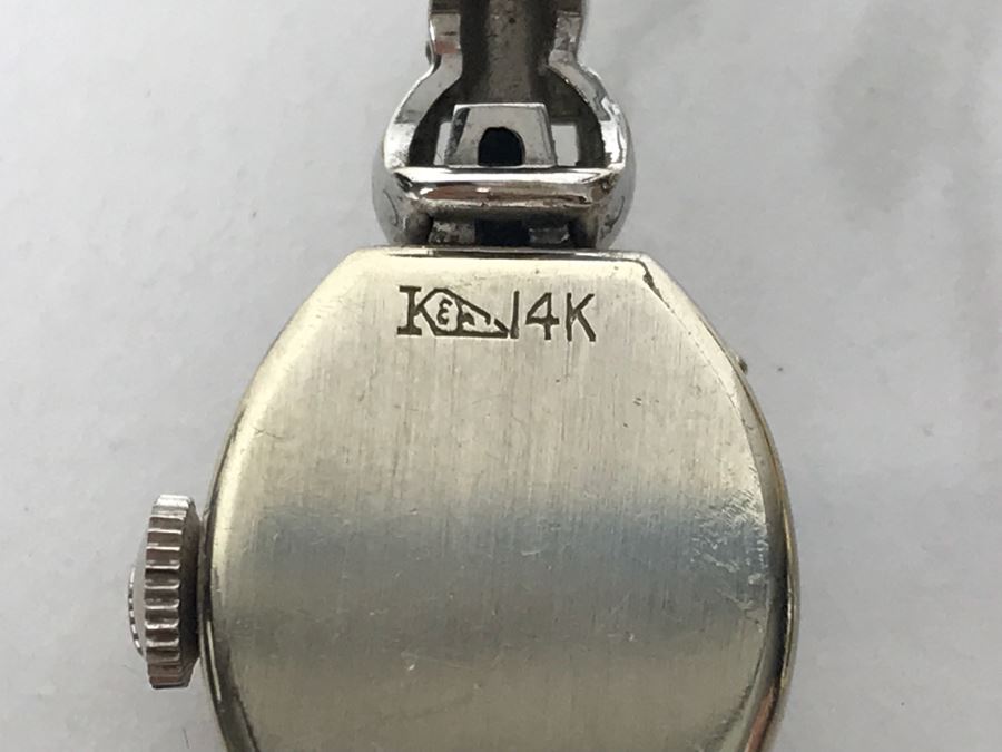 14k White Gold Vintage Longines Ladies Watch Working (Watch Band Is Stainless Steel) 14.3g [Photo 8]