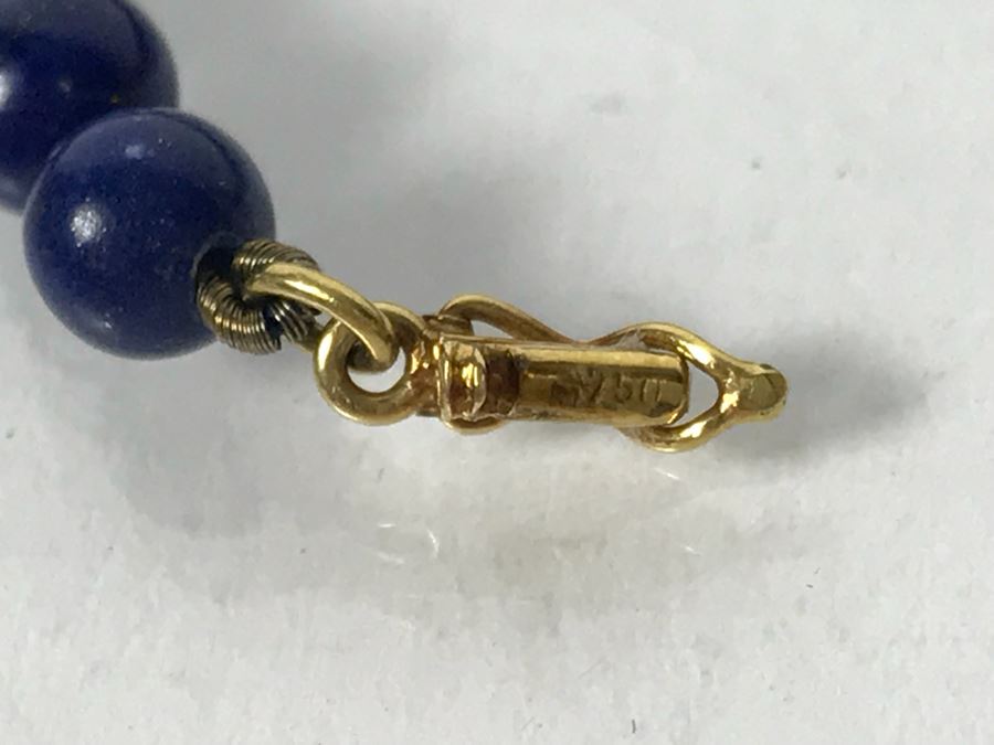 14k Gold Lapis Lazuli And Pink Coral Necklace, (2) 14k Gold Lapis Lazuli Pendants And 14k Gold Lapis Lazuli Bracelet 73.9g [Photo 15]