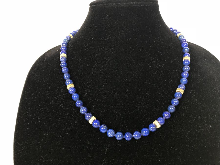 Sterling Silver Lapis Lazuli Necklace 50.4g [Photo 2]