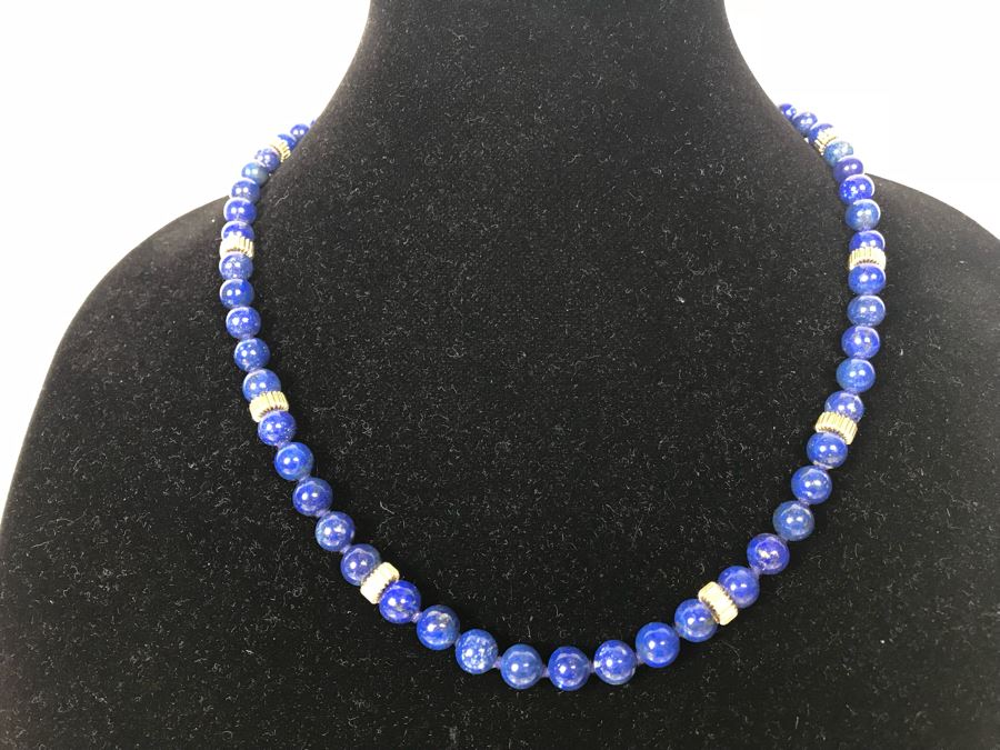 Sterling Silver Lapis Lazuli Necklace 50.4g [Photo 3]