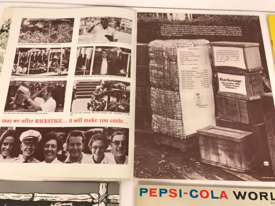 Vintage Dineyland Related Publications Including Pepsi-Cola World Feb 1963, (2) The 'E' Ticket Number 15 Disneyland's Mark Twain, Backstage At Disneyland 1974, The Mouse Club Disneyana Dreaming And Disneyland LINE 1986 [Photo 10]