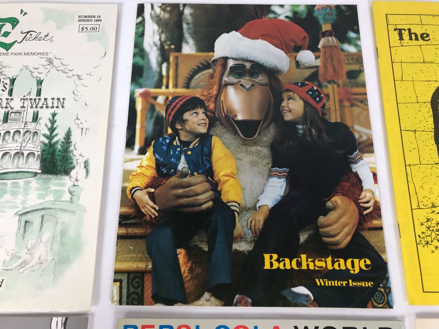 Vintage Dineyland Related Publications Including Pepsi-Cola World Feb 1963, (2) The 'E' Ticket Number 15 Disneyland's Mark Twain, Backstage At Disneyland 1974, The Mouse Club Disneyana Dreaming And Disneyland LINE 1986 [Photo 9]