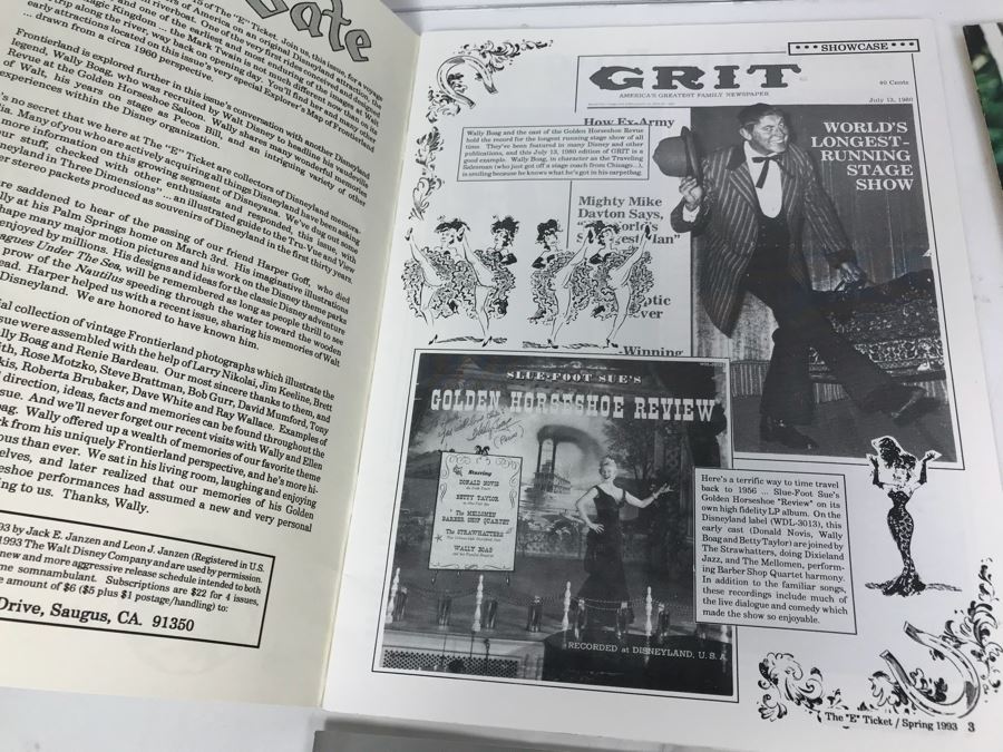 Vintage Dineyland Related Publications Including Pepsi-Cola World Feb 1963, (2) The 'E' Ticket Number 15 Disneyland's Mark Twain, Backstage At Disneyland 1974, The Mouse Club Disneyana Dreaming And Disneyland LINE 1986 [Photo 17]