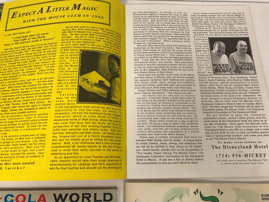 Vintage Dineyland Related Publications Including Pepsi-Cola World Feb 1963, (2) The 'E' Ticket Number 15 Disneyland's Mark Twain, Backstage At Disneyland 1974, The Mouse Club Disneyana Dreaming And Disneyland LINE 1986 [Photo 19]