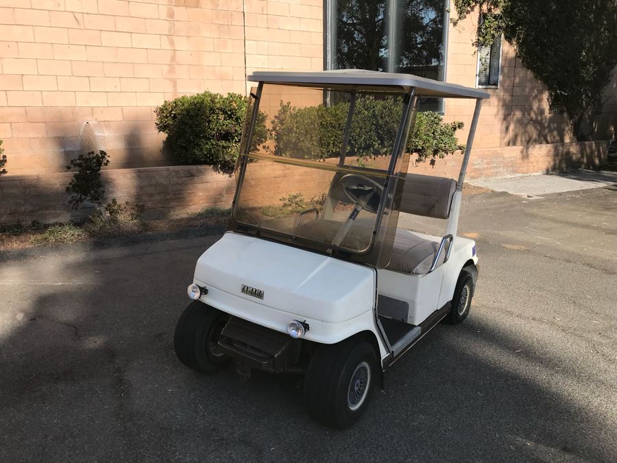 Working YAMAHA Electric Golf Cart (Client Recently Paid $750 To Service Cart 5 Months Ago) With Portable Battery Charger (Note That One Tire Is Flat And May Need Replacing) [Photo 2]