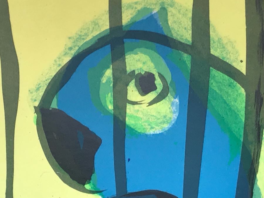 Walasse Ting Print With Flowers And Parrots - No Signature - No Dots Under Loop On Poster Board - Listed Chinese Artist - 5' X 46' [Photo 10]