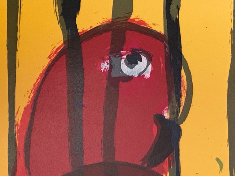 Walasse Ting Print With Flowers And Parrots - No Signature - No Dots Under Loop On Poster Board - Listed Chinese Artist - 5' X 46' [Photo 12]