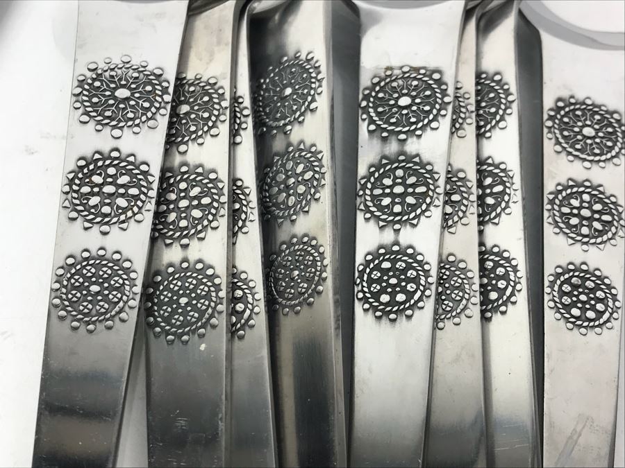 Vintage Flatware Set National Stainless Sam Moritz Pattern Japan [Photo 8]