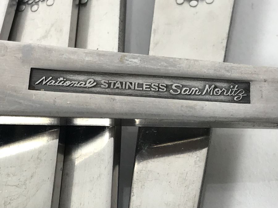 Vintage Flatware Set National Stainless Sam Moritz Pattern Japan [Photo 14]