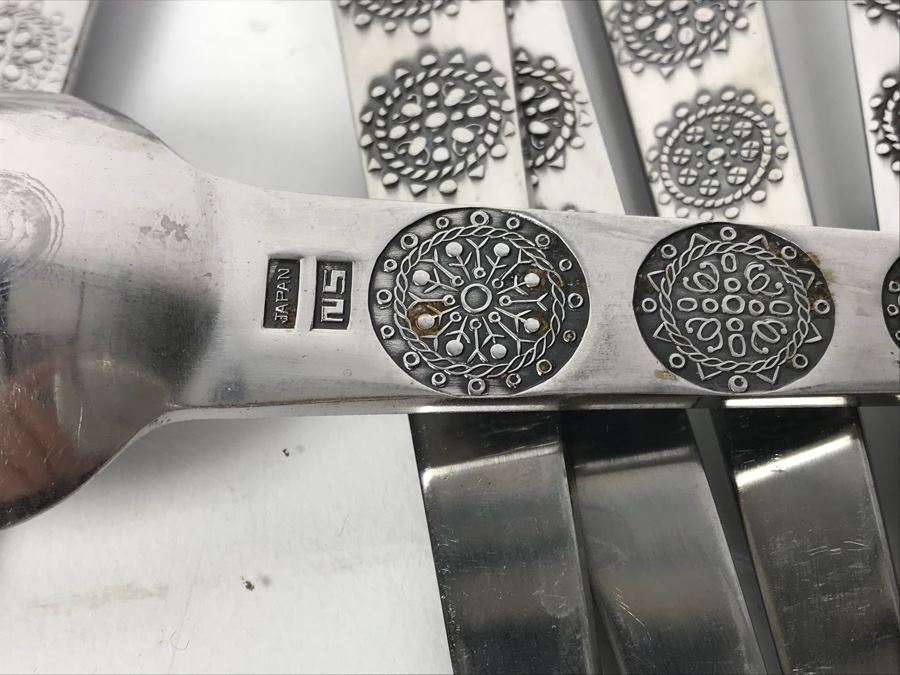 Vintage Flatware Set National Stainless Sam Moritz Pattern Japan [Photo 12]
