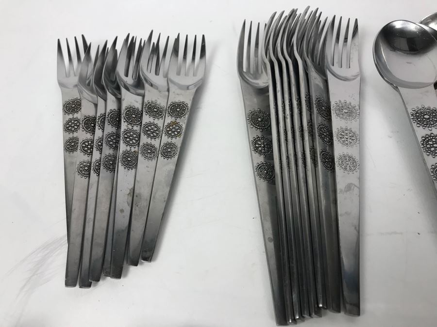 Vintage Flatware Set National Stainless Sam Moritz Pattern Japan [Photo 3]