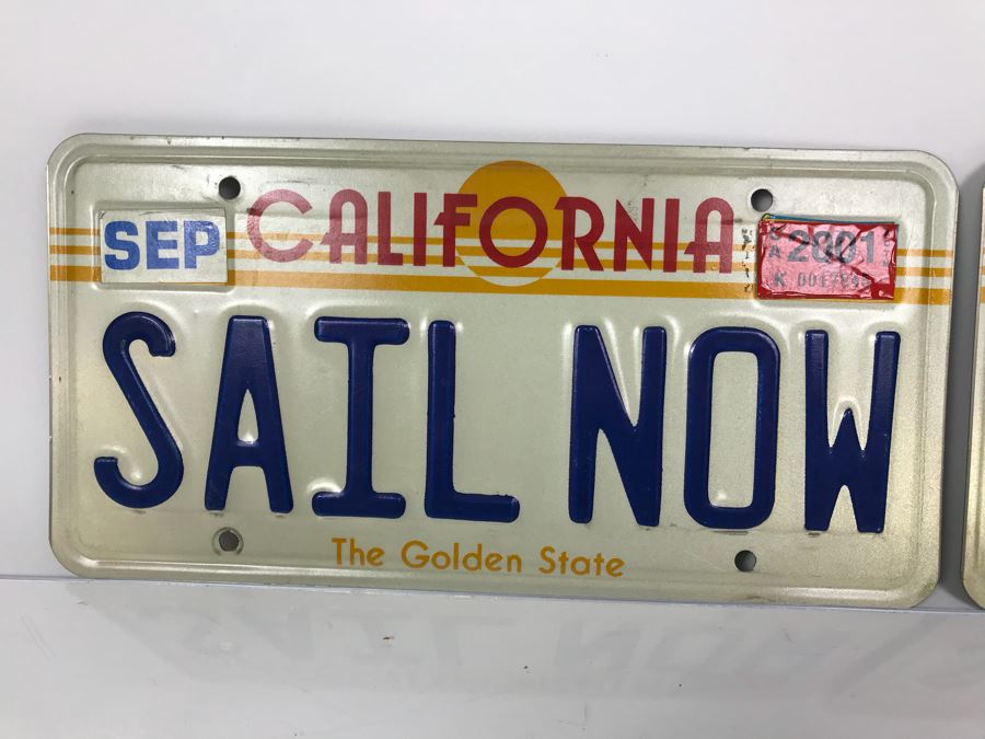 Pair Of California License Plates 'SAIL NOW' [Photo 2]