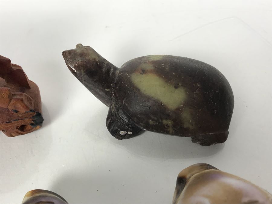 Collection Of (6) Carved Shells, Carved Wooden Horse And Carved Stone Turtle [Photo 10]