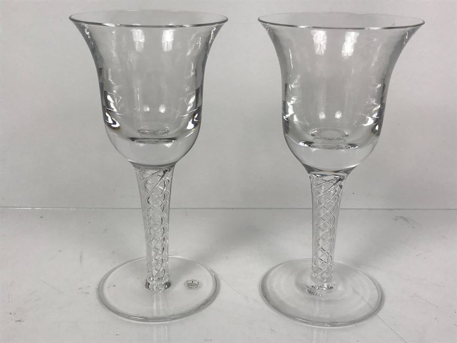 Pair Of Cumbria Crystal Hand Crafted Luxury English Stemware Glasses