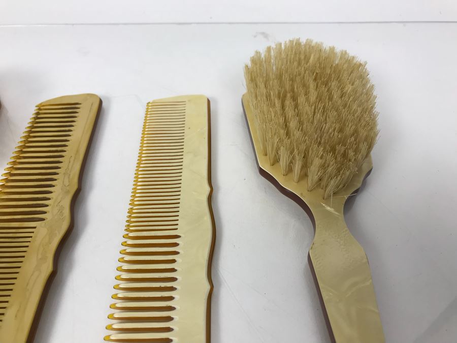 Collection Of Vintage Brushes, Combs, Handheld Vanity Mirror And Pair Of Sterling Silver Handled Combs [Photo 15]