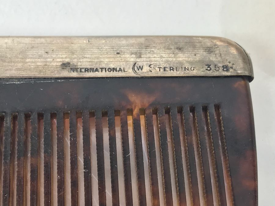 Collection Of Vintage Brushes, Combs, Handheld Vanity Mirror And Pair Of Sterling Silver Handled Combs [Photo 9]