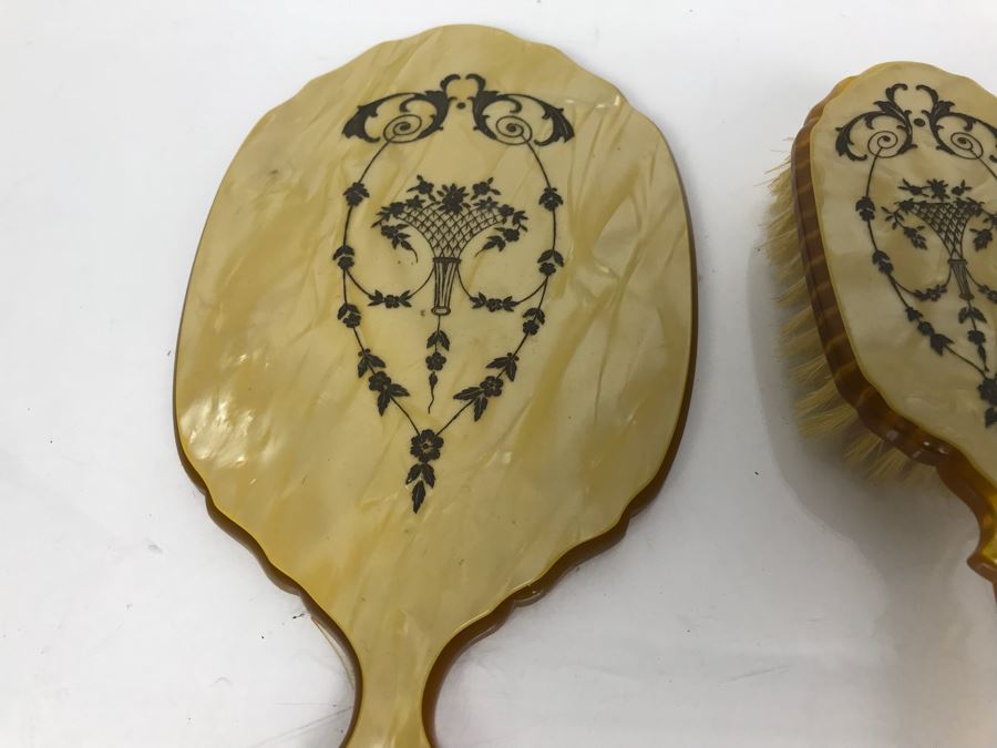 Collection Of Vintage Brushes, Combs, Handheld Vanity Mirror And Pair Of Sterling Silver Handled Combs [Photo 3]