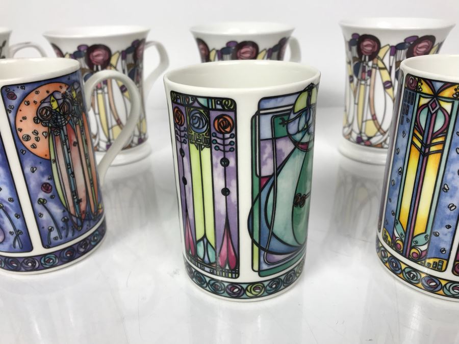 Collection Of Dunoon Fine Bone China Roxburgh Jane Goodwin Coffee Cups And Dunoon Stoneware Mackintosh Adapted By Joanne Triner Coffee Cups [Photo 3]