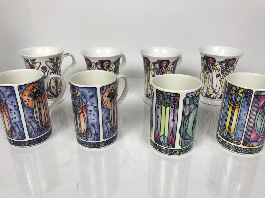 Collection Of Dunoon Fine Bone China Roxburgh Jane Goodwin Coffee Cups And Dunoon Stoneware Mackintosh Adapted By Joanne Triner Coffee Cups