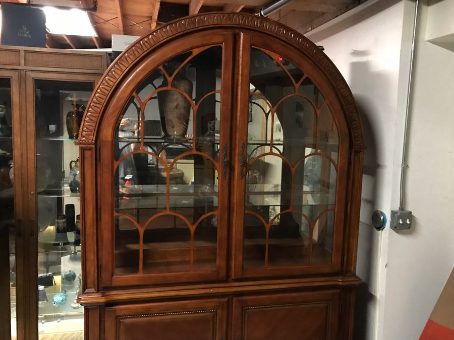 2-Piece Contemporary Dome Top China Cabinet (One Glass Shelf Has A Chip As Seen In Photos) [Photo 2]