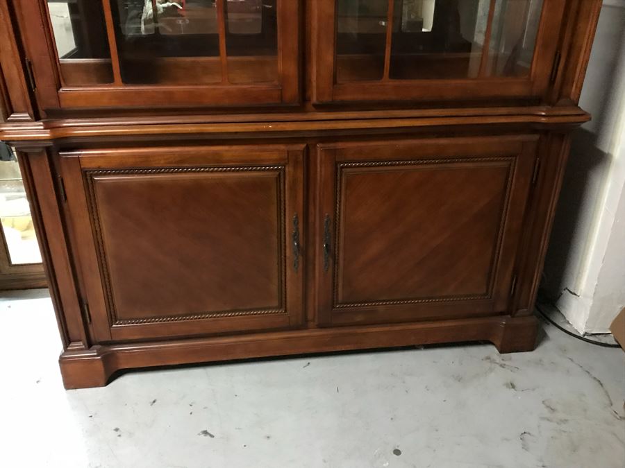 2-Piece Contemporary Dome Top China Cabinet (One Glass Shelf Has A Chip As Seen In Photos) [Photo 3]