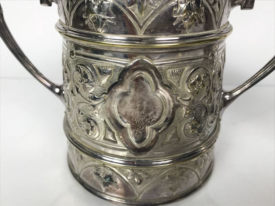 Antique English Hallmarked Silverplate Loving Cup Double Handled And Hallmarked Silverplate Creamer Cup Made In Sheffield England [Photo 5]
