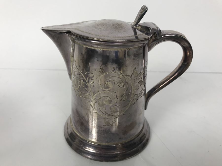 Antique English Hallmarked Silverplate Loving Cup Double Handled And Hallmarked Silverplate Creamer Cup Made In Sheffield England [Photo 9]