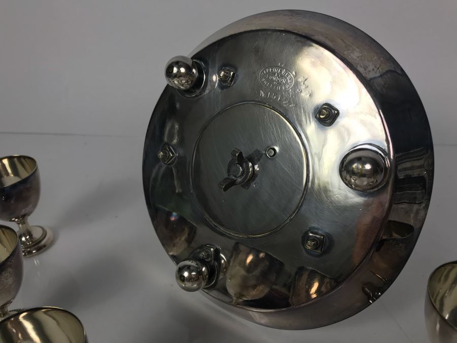 Vintage Mappin & Webb London England Sheffield Silver Plate Egg Cups With Serving Stand Caddy [Photo 12]