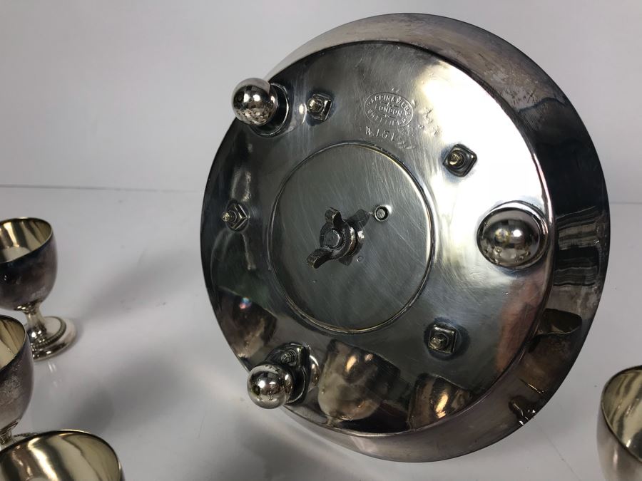 Vintage Mappin & Webb London England Sheffield Silver Plate Egg Cups With Serving Stand Caddy [Photo 11]