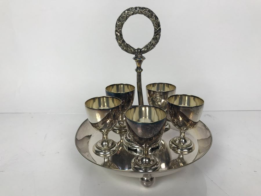 Vintage Mappin & Webb London England Sheffield Silver Plate Egg Cups With Serving Stand Caddy [Photo 2]
