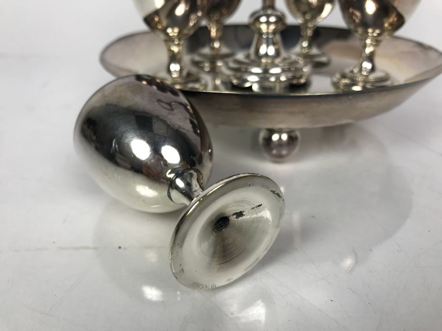 Vintage Mappin & Webb London England Sheffield Silver Plate Egg Cups With Serving Stand Caddy [Photo 8]