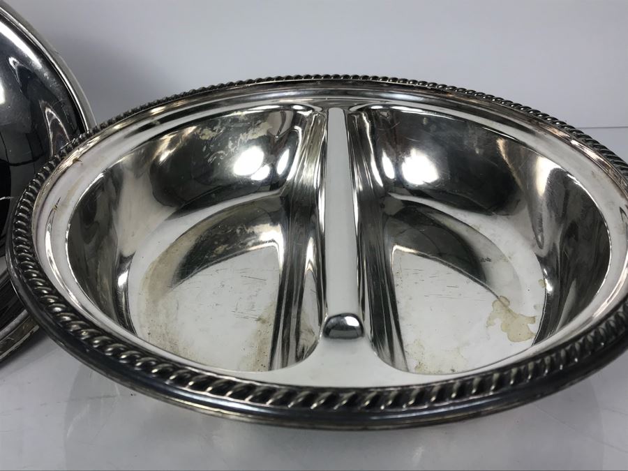 Vintage Walker & Hall Sheffield England Silver Plate 2 Compartment Serving Tray [Photo 5]