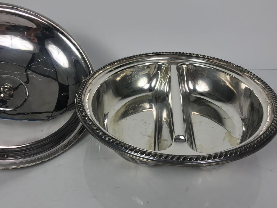 Vintage Walker & Hall Sheffield England Silver Plate 2 Compartment Serving Tray [Photo 4]