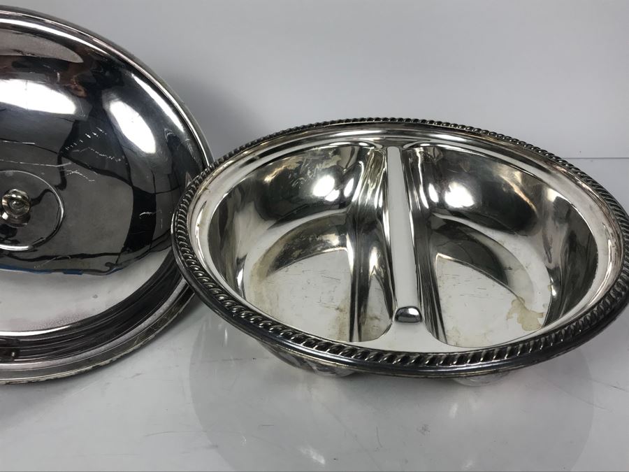 Vintage Walker & Hall Sheffield England Silver Plate 2 Compartment Serving Tray [Photo 3]