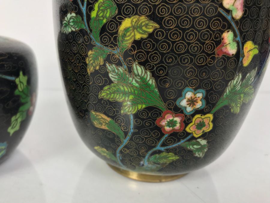 Pair Of Chinese Cloisonne Jars [Photo 4]