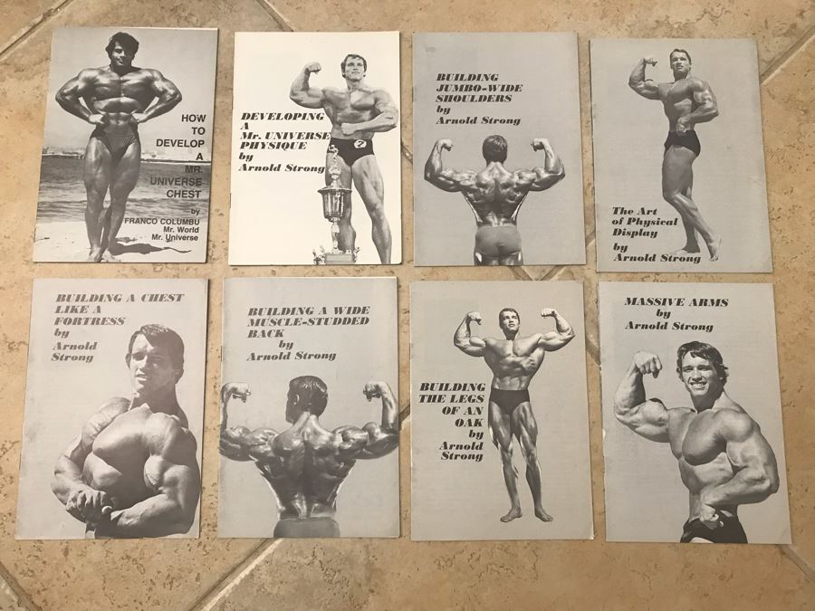 Collection Of (8) Bodybuilding Pamphlets Books By Arnold Strong Featuring Arnold Schwarzenegger