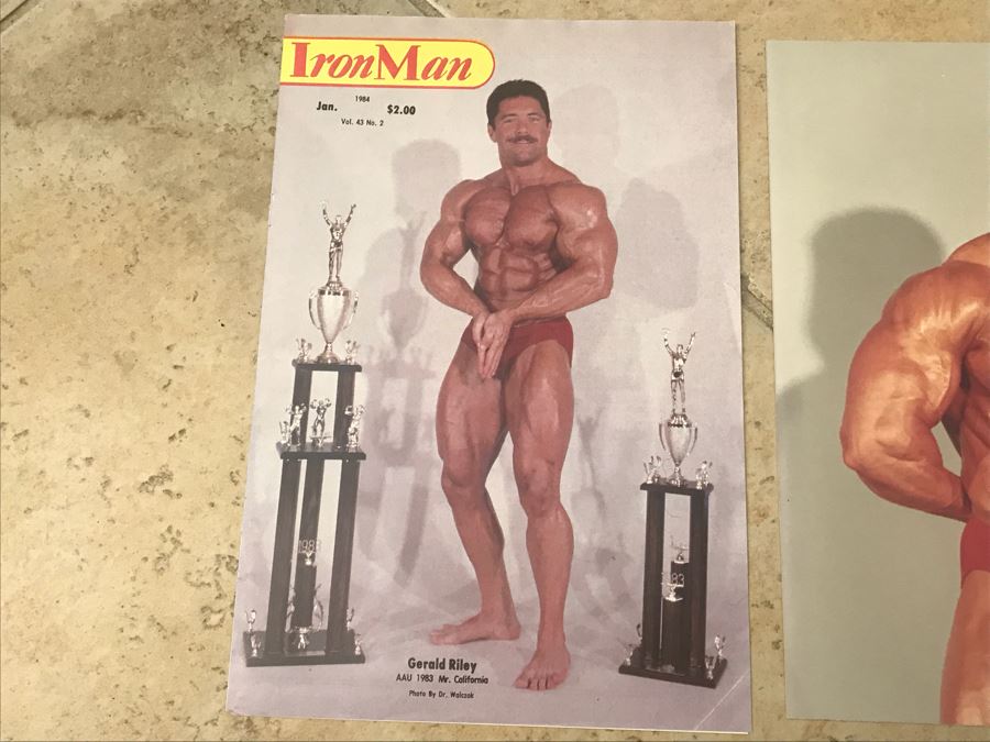 Vintage Signed Gerald Riley Mr. California Signed 8X10 Photograph And Cover Of Iron Man Magazine Showing Gerald Riley Cover Photograph Credited To Photographer Dr. Michael Walczak [Photo 5]