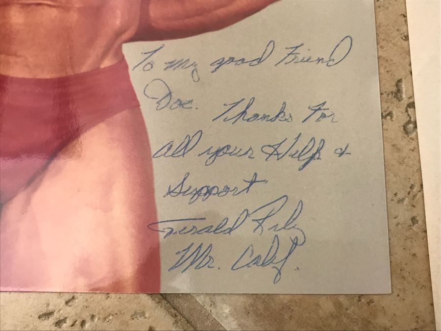Vintage Signed Gerald Riley Mr. California Signed 8X10 Photograph And Cover Of Iron Man Magazine Showing Gerald Riley Cover Photograph Credited To Photographer Dr. Michael Walczak [Photo 4]