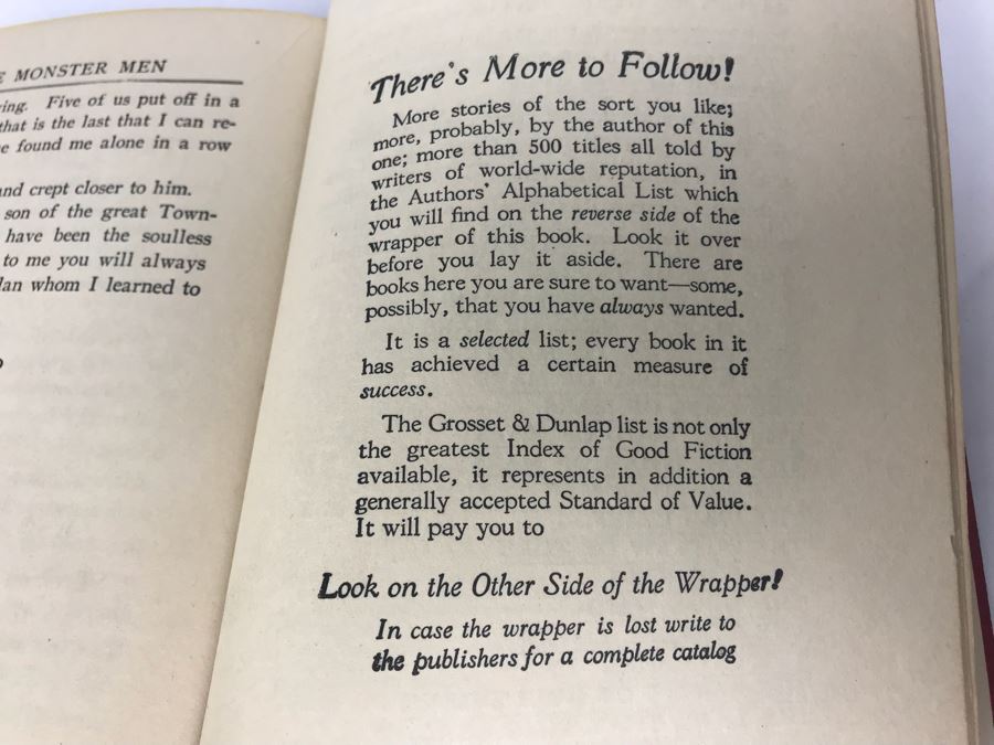 Hardcover Book 'The Moster Men' By Edgar Rice Burroughs [Photo 9]