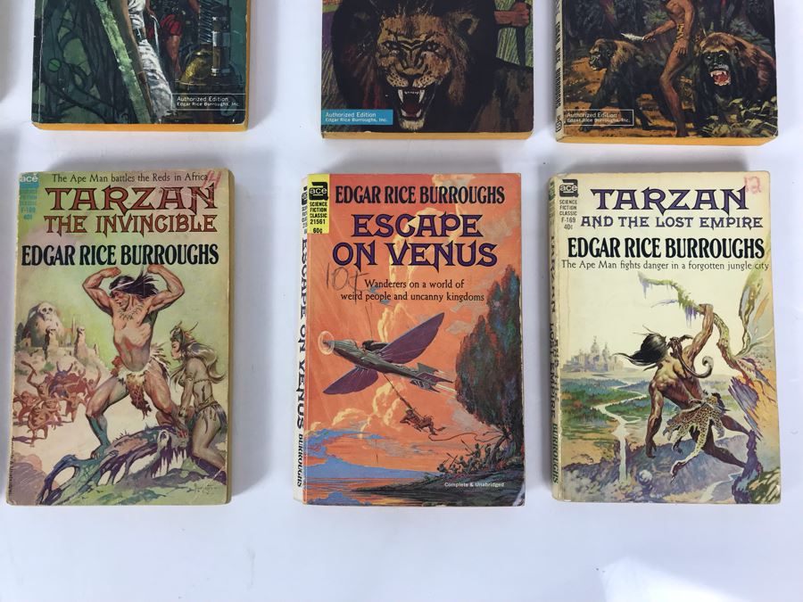 (12) Paperback Books By Edgar Rice Burroughs Including Tarzan