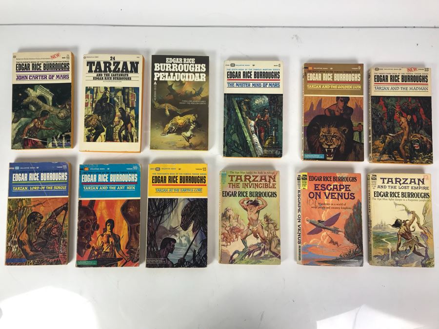 (12) Paperback Books By Edgar Rice Burroughs Including Tarzan [Photo 1]