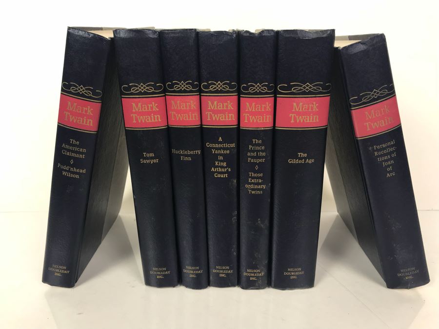 Set Of (7) Hardcover Books 'The Complete Novels Of Mark Twain': Tom Sawyer, Huckleberry Finn By S. L. Clemens [Photo 1]