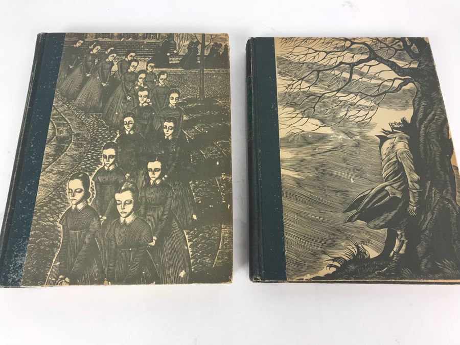 Pair Of Hardcover Books: Wuthering Heights By Emily Bronte And Jane Eyre By Charlotte Bronte With Wood Engravings By Fritz Eichenberg [Photo 4]
