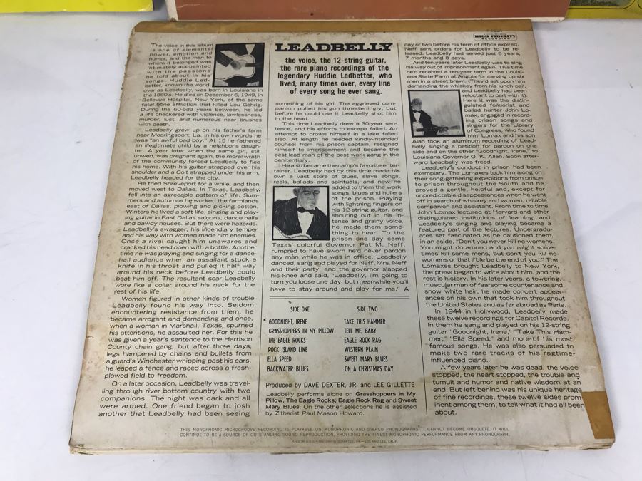 JUST ADDED - (5) Blues Vinyl Records: Lightnin' Hopkins, Leadbelly, Josh White [Photo 15]