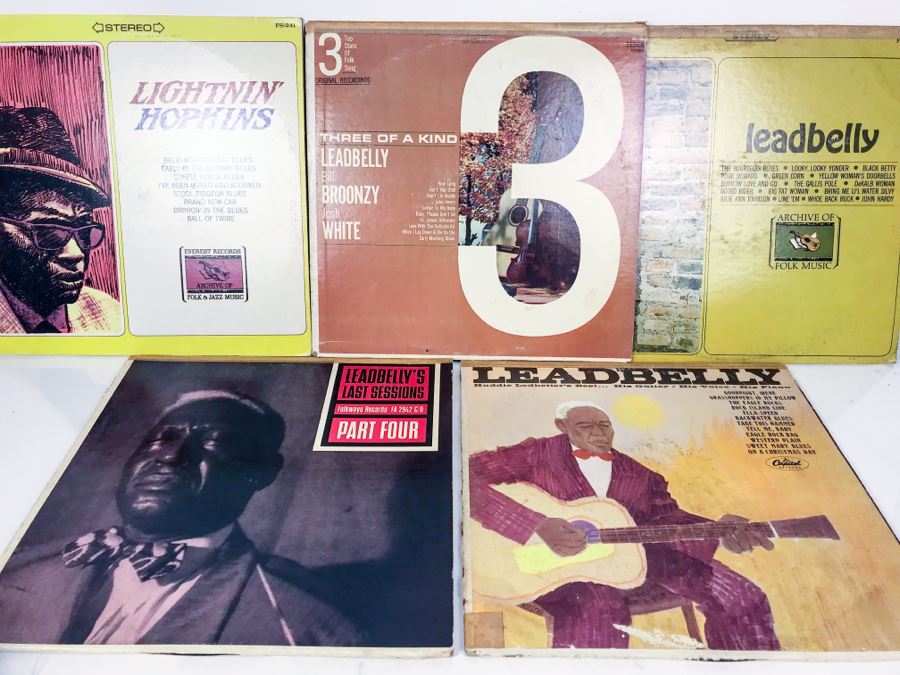 JUST ADDED - (5) Blues Vinyl Records: Lightnin' Hopkins, Leadbelly, Josh White